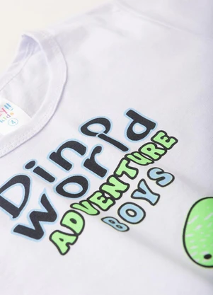 Atelie da Crianca - Pijama Masculino Verão Dino World Branco - ATELIE DA CRIANCA