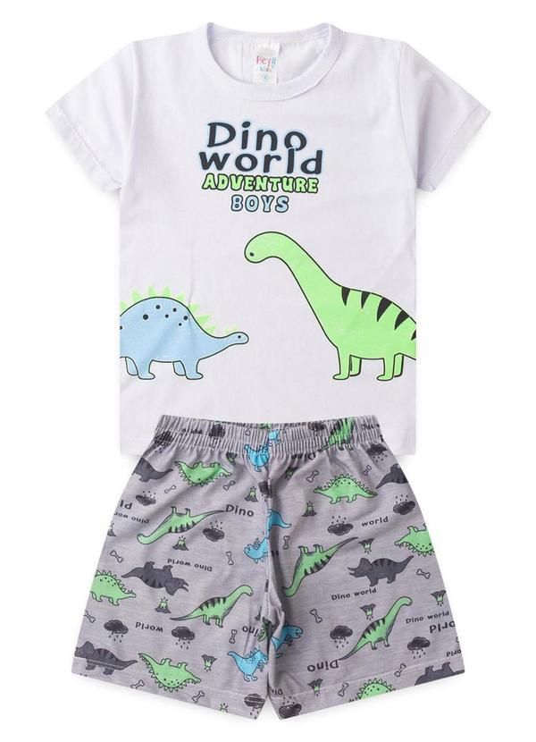 Atelie da Crianca - Pijama Masculino Verão Dino World Branco