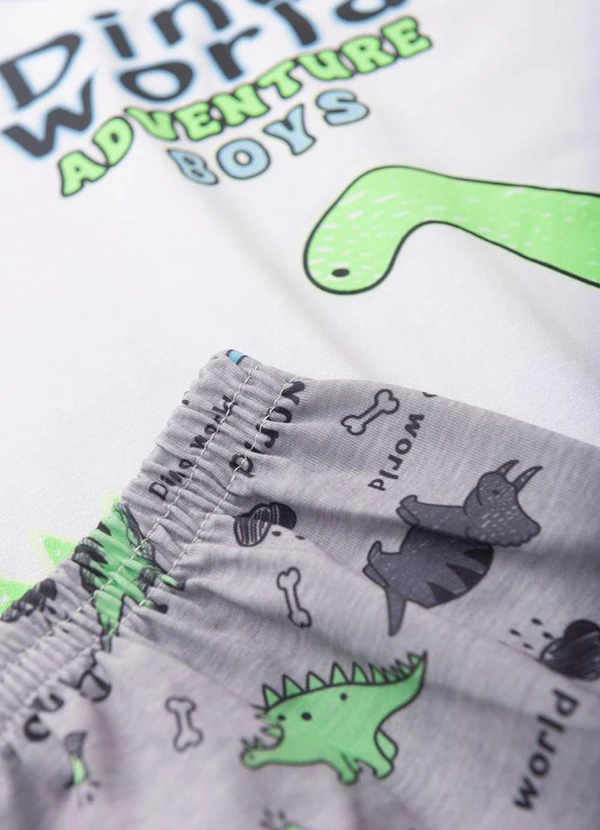 Atelie da Crianca - Pijama Masculino Verão Dino World Branco 3