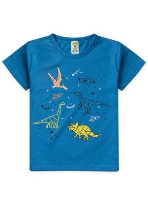 Atelie da Crianca - Pijama Masculino Verão Dinossauros Azul - ATELIE DA CRIANCA