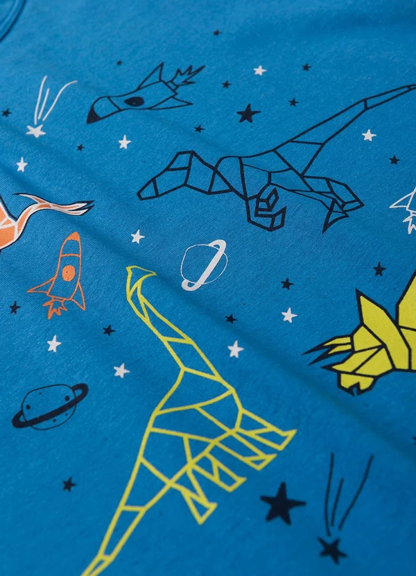 Atelie da Crianca - Pijama Masculino Verão Dinossauros Azul 4