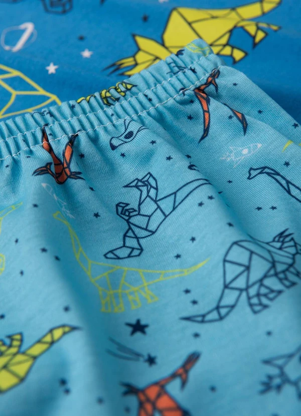 Atelie da Crianca - Pijama Masculino Verão Dinossauros Azul 5