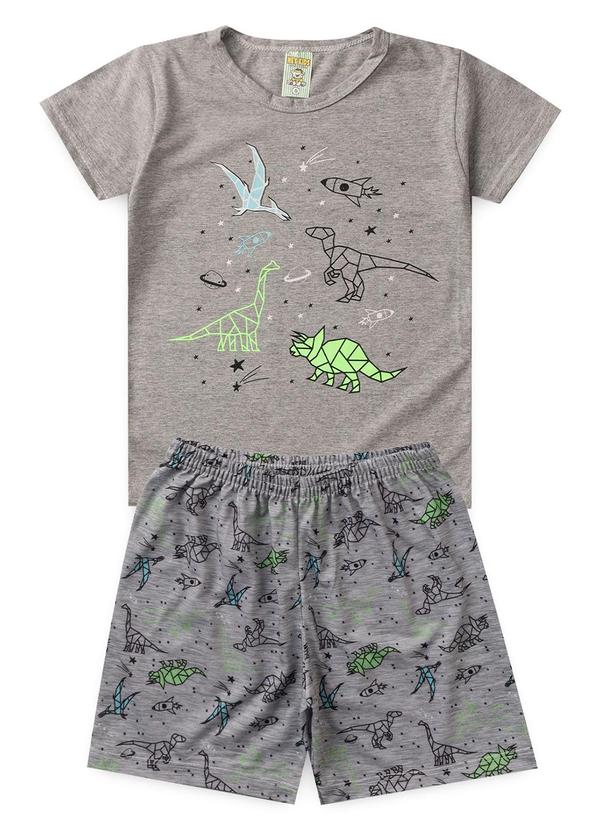 Atelie da Crianca - Pijama Masculino Verão Dinossauros Cinza