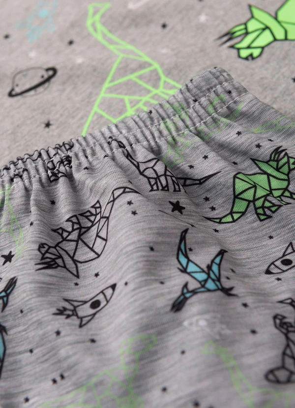 Atelie da Crianca - Pijama Masculino Verão Dinossauros Cinza 6