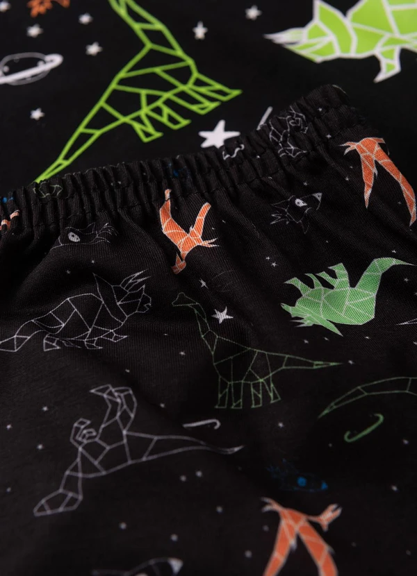 Atelie da Crianca - Pijama Masculino Verão Dinossauros Preto 6