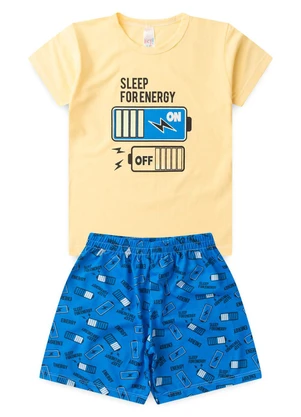 Atelie da Crianca - Pijama Masculino Verão Energy Amarelo - ATELIE DA CRIANCA