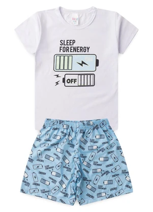 Atelie da Crianca - Pijama Masculino Verão Energy Branco - ATELIE DA CRIANCA