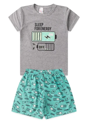 Atelie da Crianca - Pijama Masculino Verão Energy Cinza - ATELIE DA CRIANCA