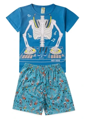Atelie da Crianca - Pijama Masculino Verão Esqueleto Azul - ATELIE DA CRIANCA