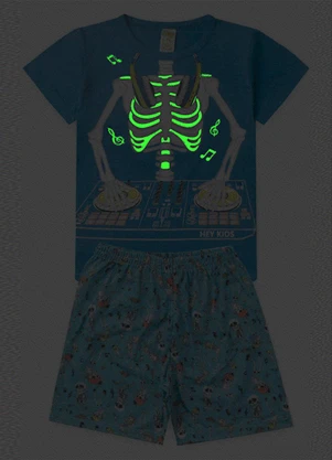 Atelie da Crianca - Pijama Masculino Verão Esqueleto Azul - ATELIE DA CRIANCA