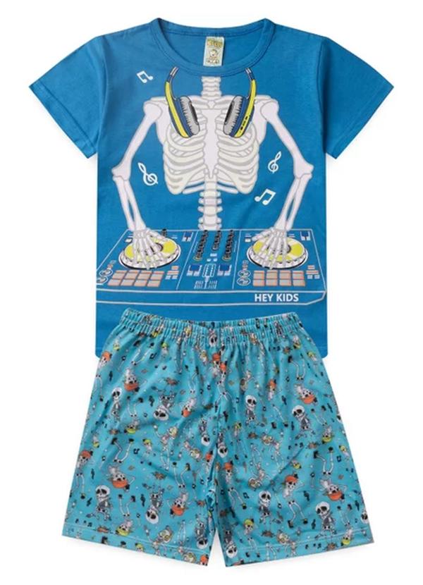 Atelie da Crianca - Pijama Masculino Verão Esqueleto Azul
