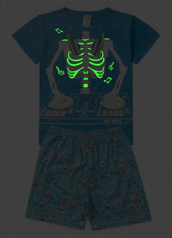 Atelie da Crianca - Pijama Masculino Verão Esqueleto Azul 2