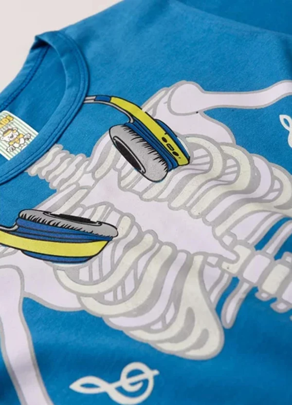 Atelie da Crianca - Pijama Masculino Verão Esqueleto Azul 5