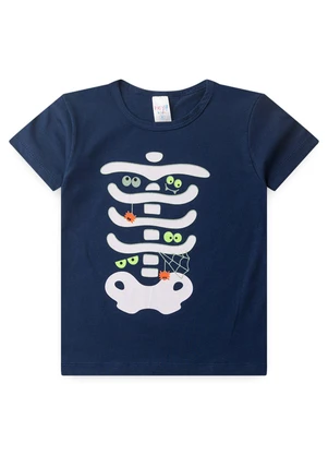 Atelie da Crianca - Pijama Masculino Verão Esqueleto Boo Azul - ATELIE DA CRIANCA