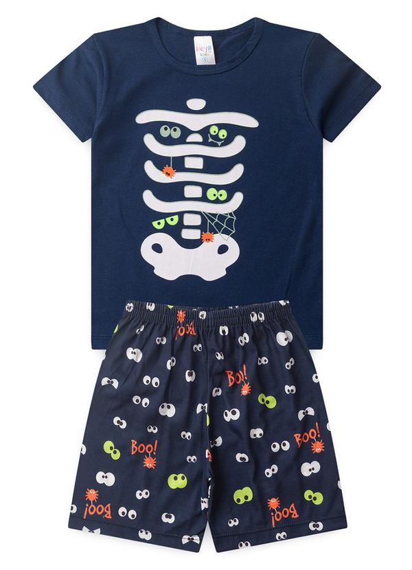 Atelie da Crianca - Pijama Masculino Verão Esqueleto Boo Azul