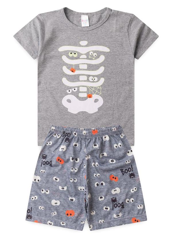Atelie da Crianca - Pijama Masculino Verão Esqueleto Boo Cinza