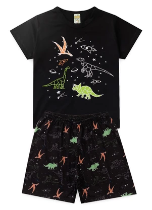 Atelie da Crianca - Pijama Masculino Verão Esqueleto Boo Preto - ATELIE DA CRIANCA