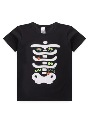 Atelie da Crianca - Pijama Masculino Verão Esqueleto Boo Preto - ATELIE DA CRIANCA