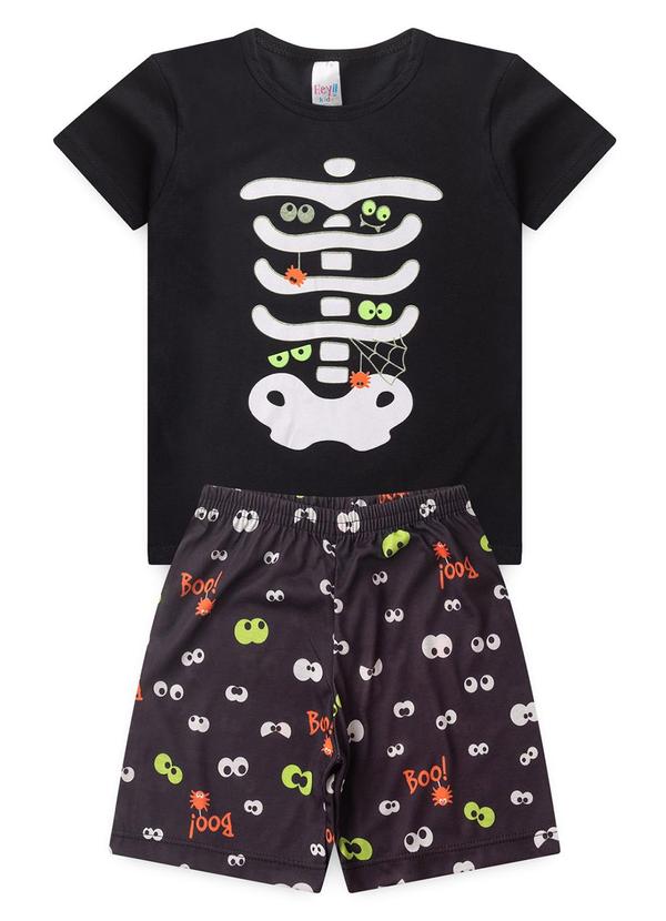 Atelie da Crianca - Pijama Masculino Verão Esqueleto Boo Preto