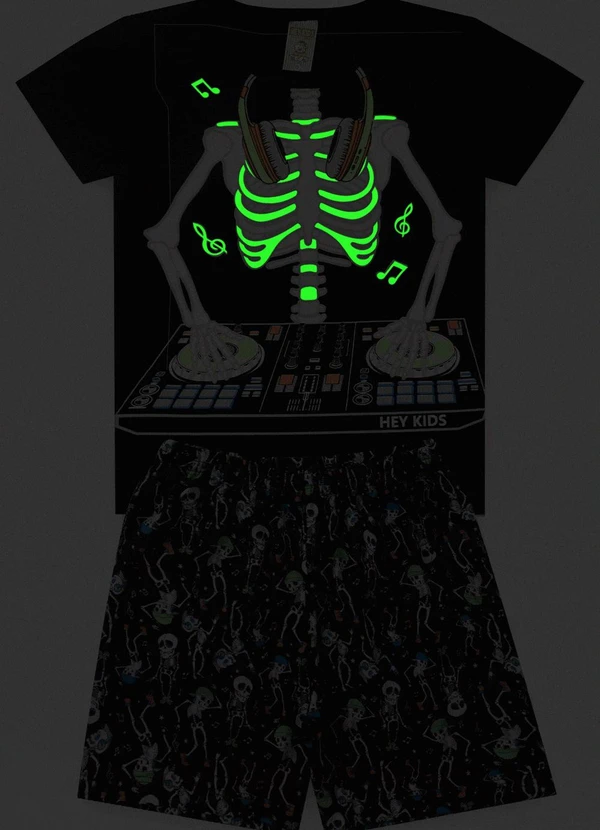 Atelie da Crianca - Pijama Masculino Verão Esqueleto Preto 2