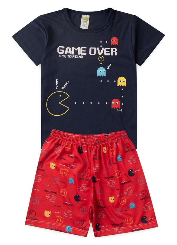 Atelie da Crianca - Pijama Masculino Verão Game Over Azul