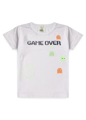 Atelie da Crianca - Pijama Masculino Verão Game Over Branco - ATELIE DA CRIANCA