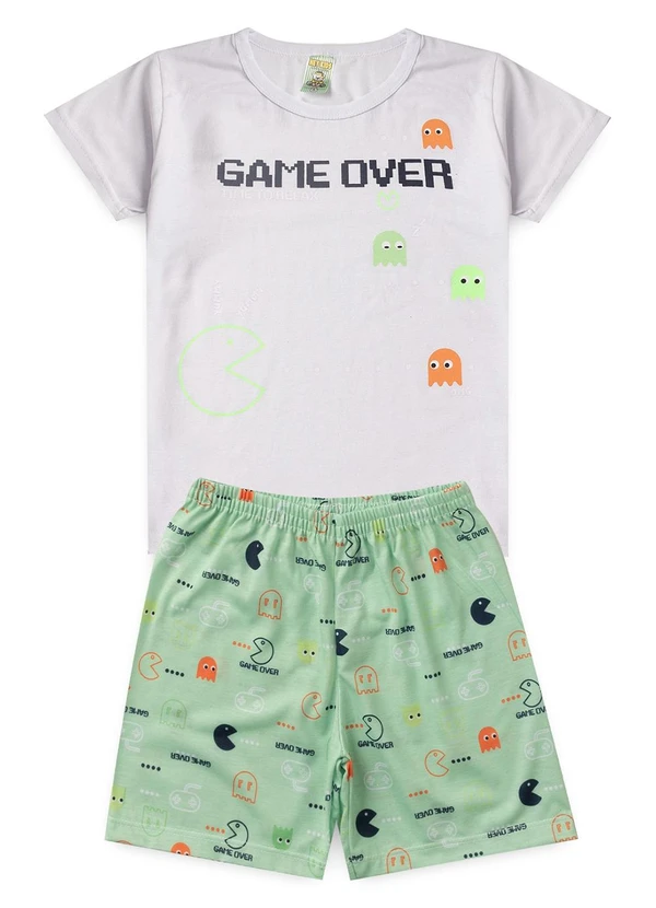 Atelie da Crianca - Pijama Masculino Verão Game Over Branco