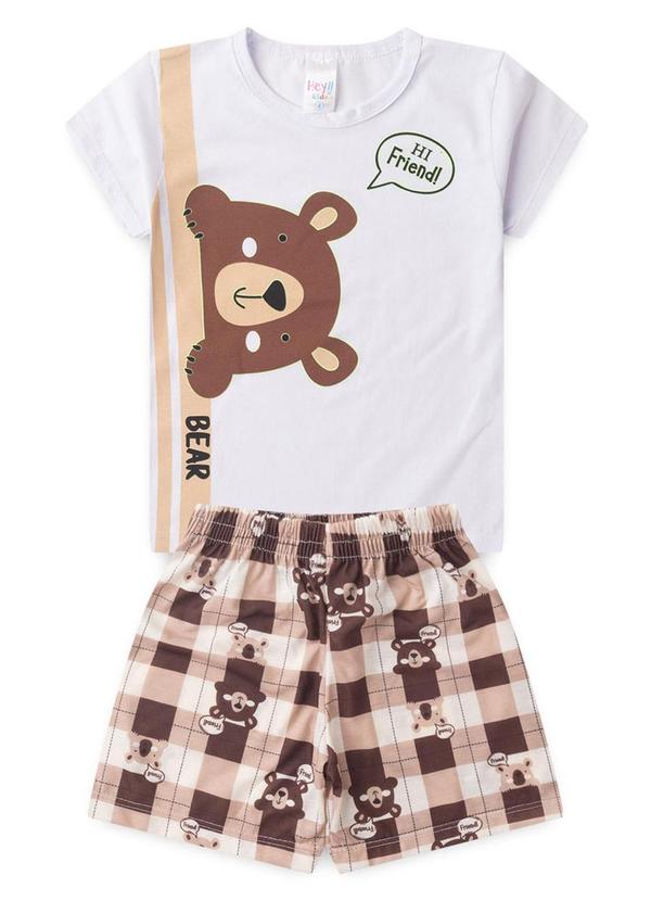 Atelie da Crianca - Pijama Masculino Verão Hi Friend Branco