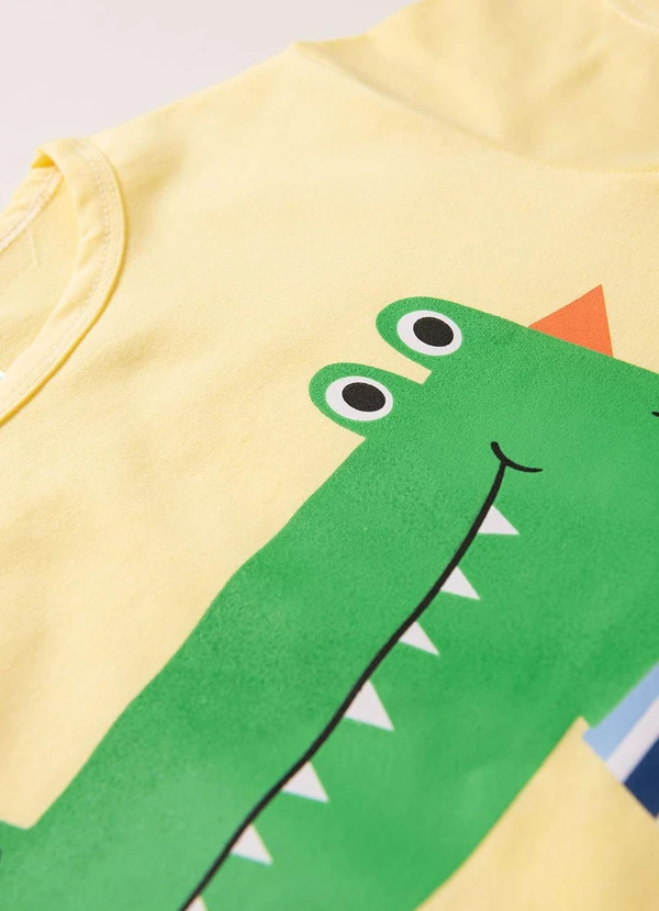 Atelie da Crianca - Pijama Masculino Verão Jacaré Amarelo 4