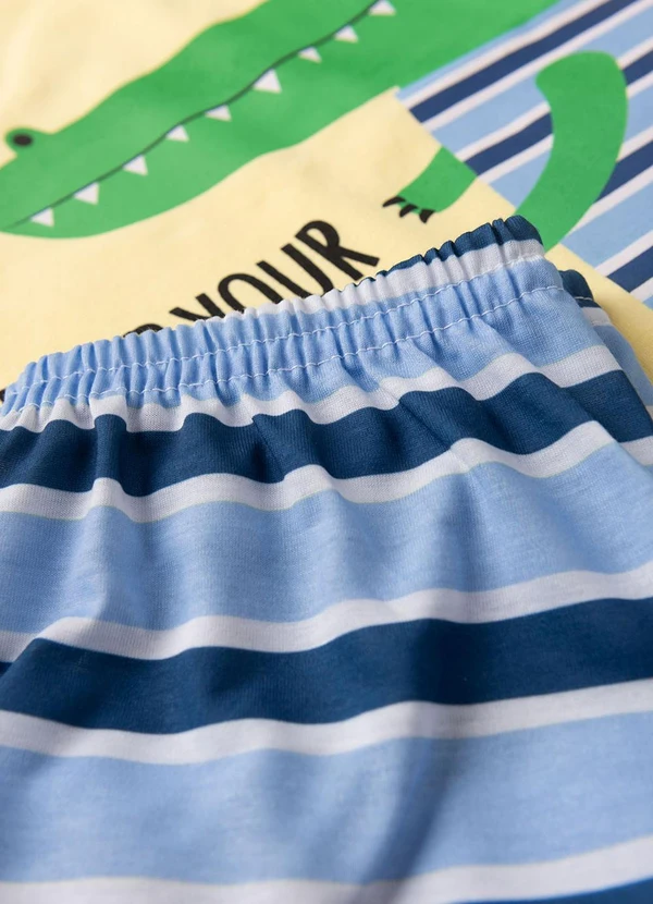 Atelie da Crianca - Pijama Masculino Verão Jacaré Amarelo 5