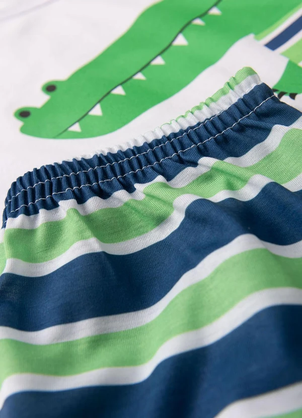 Atelie da Crianca - Pijama Masculino Verão Jacaré Branco 6