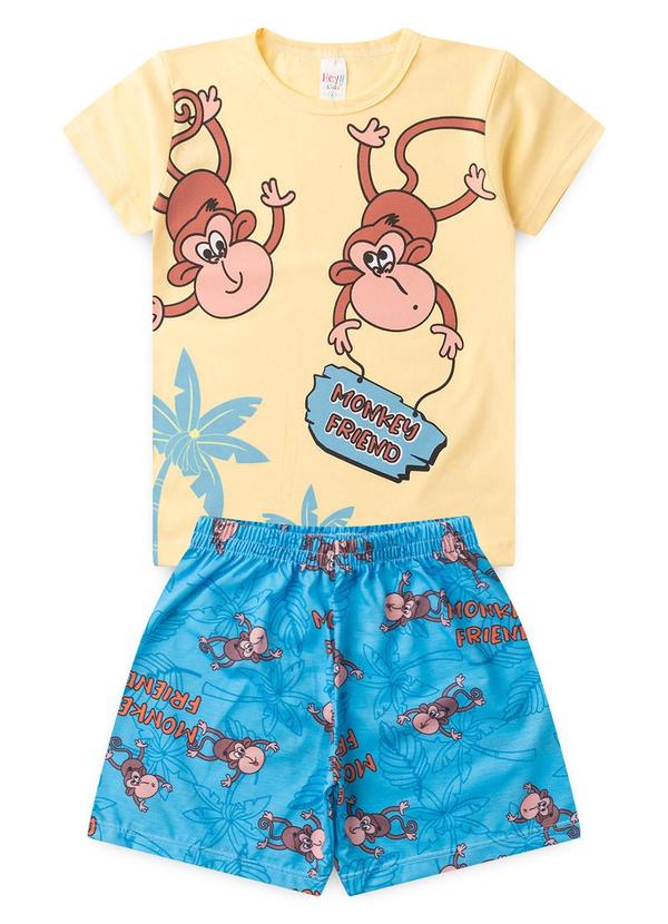 Atelie da Crianca - Pijama Masculino Verão Macaco Amarelo