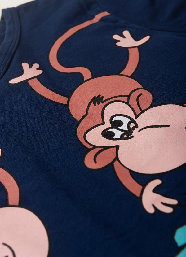 Atelie da Crianca - Pijama Masculino Verão Macaco Azul 4