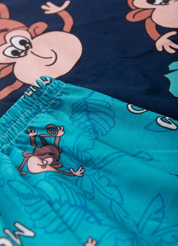 Atelie da Crianca - Pijama Masculino Verão Macaco Azul 5
