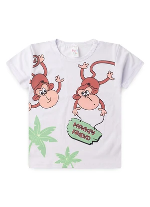 Atelie da Crianca - Pijama Masculino Verão Macaco Branco - ATELIE DA CRIANCA