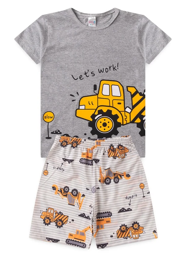 Atelie da Crianca - Pijama Masculino Verão Máquina Cinza