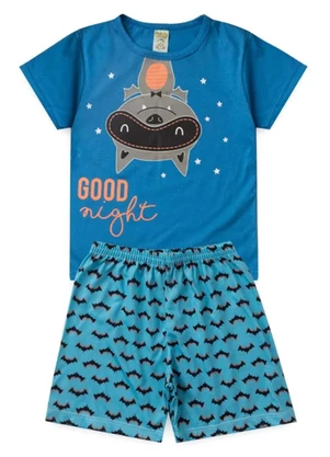 Atelie da Crianca - Pijama Masculino Verão Morcego Azul - ATELIE DA CRIANCA