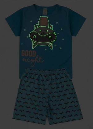 Atelie da Crianca - Pijama Masculino Verão Morcego Azul - ATELIE DA CRIANCA