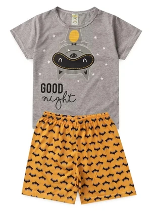 Atelie da Crianca - Pijama Masculino Verão Morcego Cinza - ATELIE DA CRIANCA