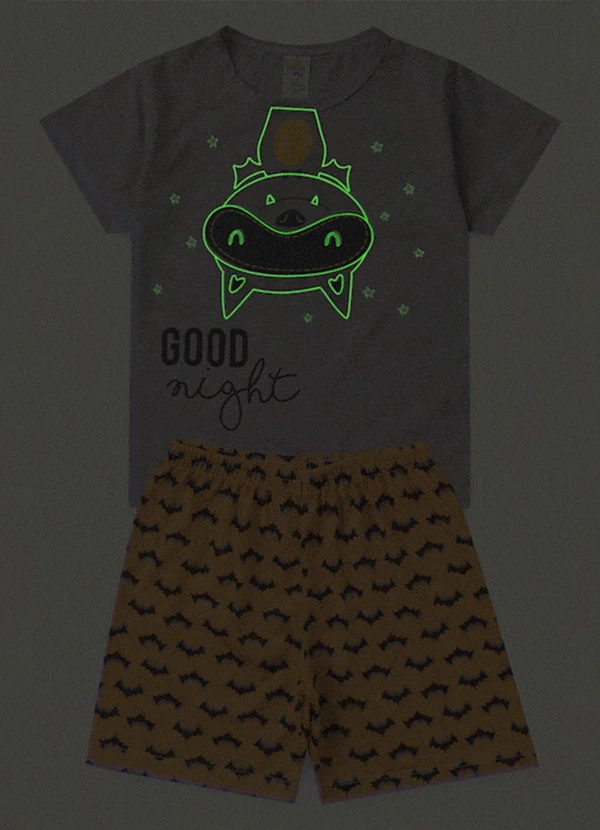 Atelie da Crianca - Pijama Masculino Verão Morcego Cinza 2