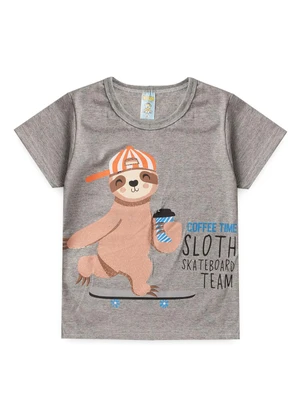 Atelie da Crianca - Pijama Masculino Verão Preguiça Skate Cinza - ATELIE DA CRIANCA