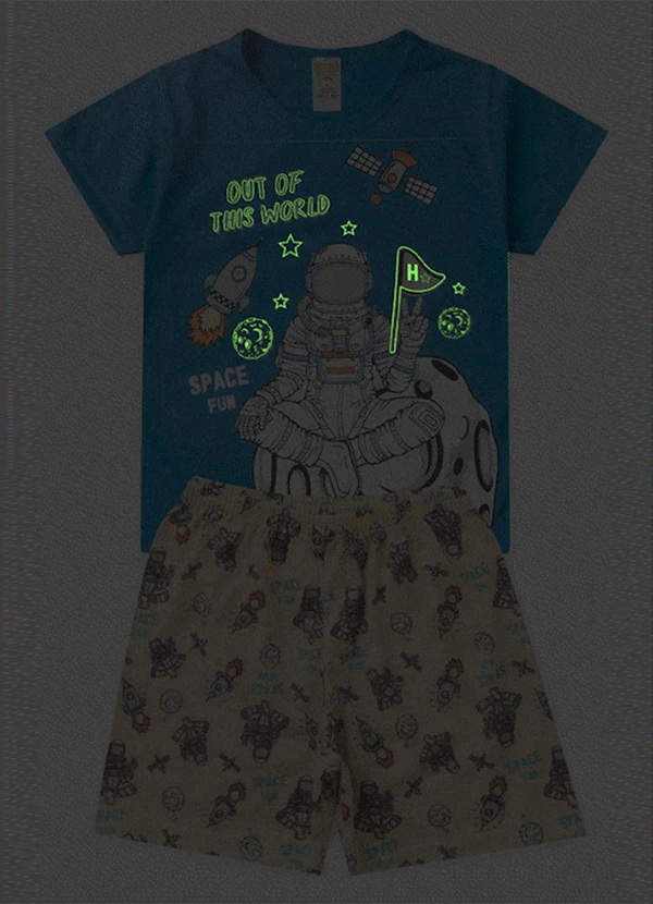 Atelie da Crianca - Pijama Masculino Verão Space Fun Azul Claro 2
