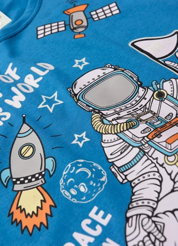 Atelie da Crianca - Pijama Masculino Verão Space Fun Azul Claro 5