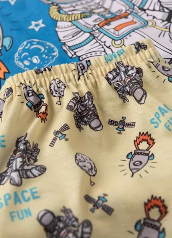 Atelie da Crianca - Pijama Masculino Verão Space Fun Azul Claro 6