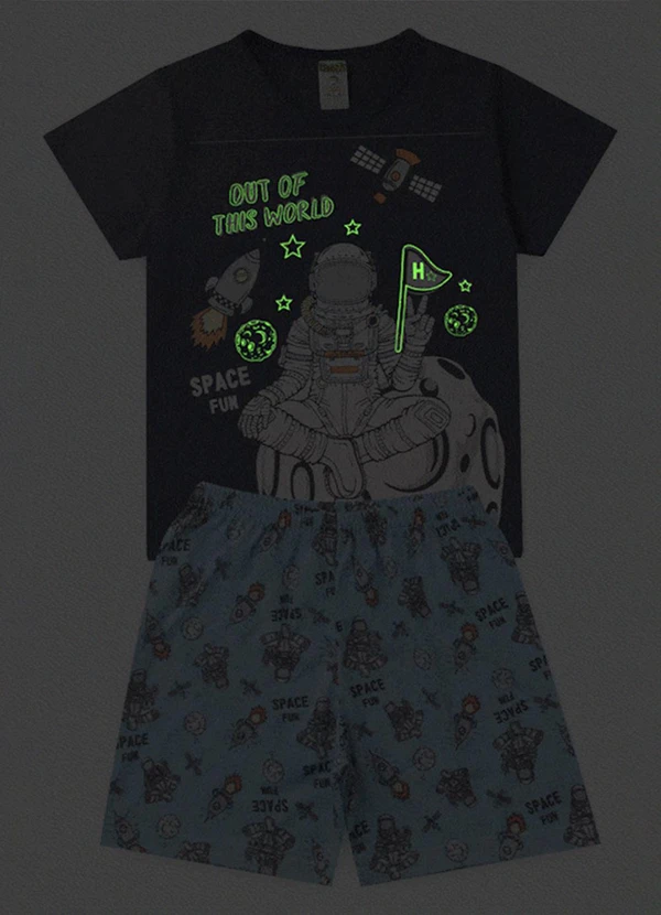Atelie da Crianca - Pijama Masculino Verão Space Fun Azul Escuro 2