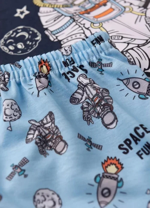 Atelie da Crianca - Pijama Masculino Verão Space Fun Azul Escuro 5