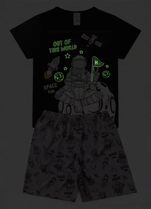 Atelie da Crianca - Pijama Masculino Verão Space Fun Preto - ATELIE DA CRIANCA