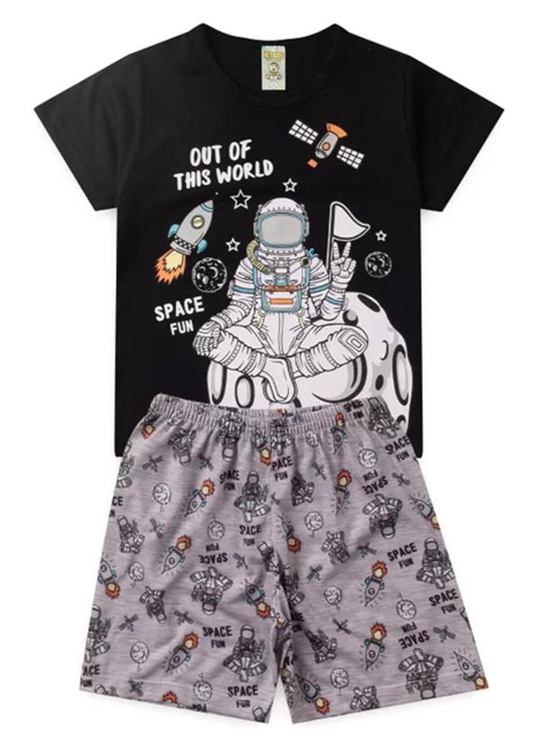 Atelie da Crianca - Pijama Masculino Verão Space Fun Preto