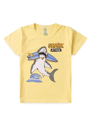 Atelie da Crianca - Pijama Masculino Verão Tubarão Amarelo - ATELIE DA CRIANCA