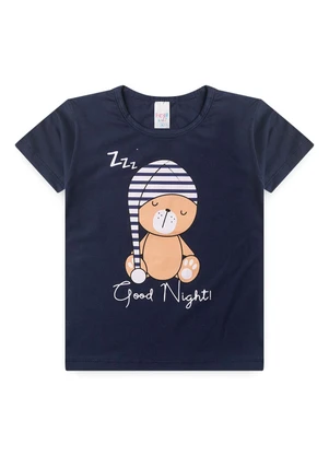Atelie da Crianca - Pijama Masculino Verão Urso Touca Azul - ATELIE DA CRIANCA